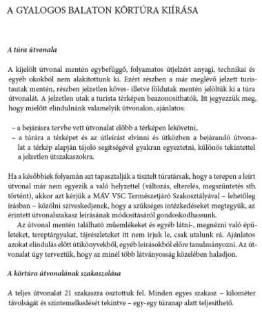 A Gyalogos Balaton Körtúra igazolófüzet 2021. évi 4. kiadásának egy részlete